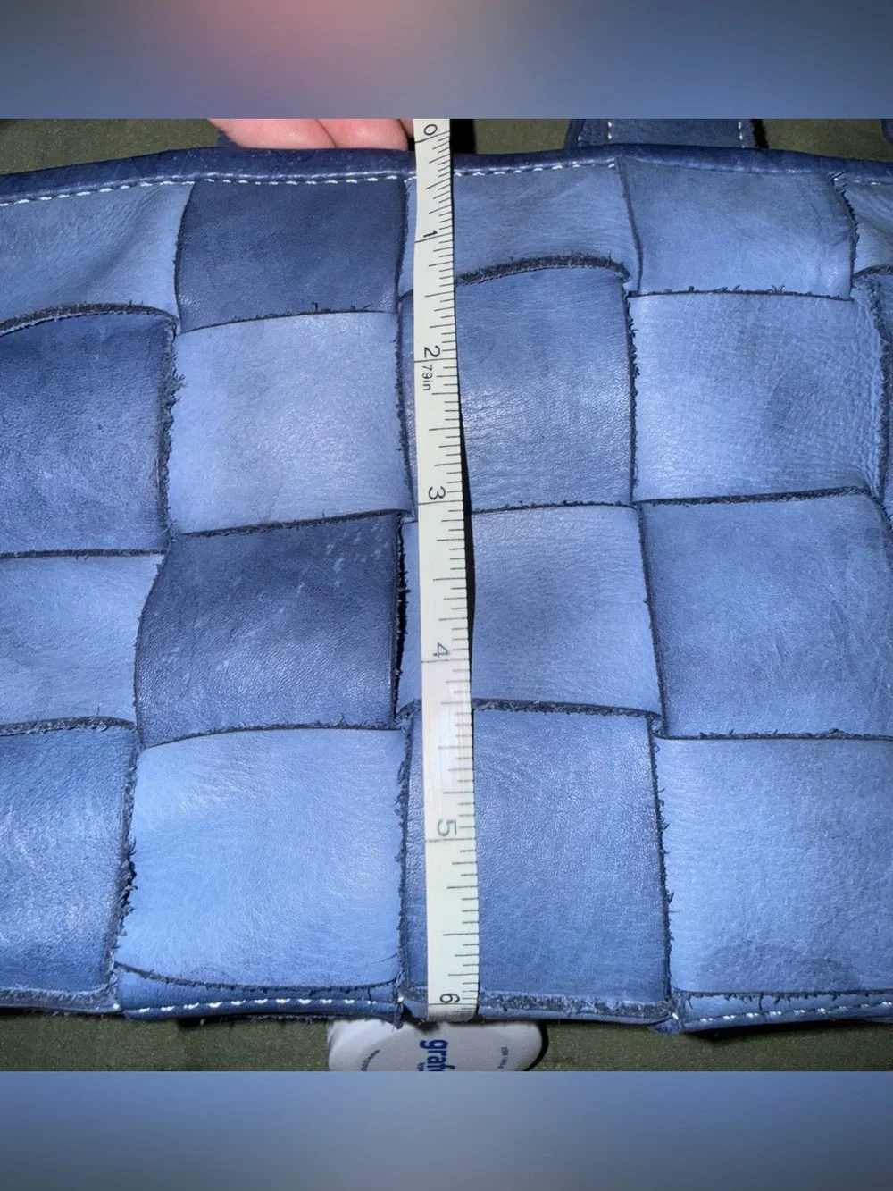 Sundance butter soft Leather Blue basketweave Crossbody Tote